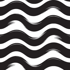 Dynamic black and white wave pattern creates modern, bold statement perfect for backgrounds and textiles