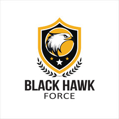 Black Hawk Force Logo Design Illustration