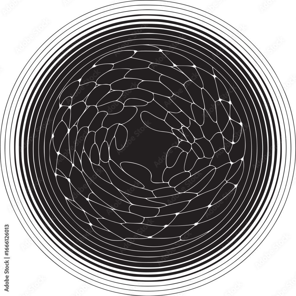 Poster striking black and white abstract design with dynamic swirling lines for modern creative projects