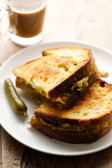 Grilled tuna and cheese sandwiches on sourdough bread.