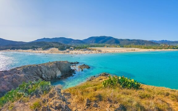 Sardegna, Italy - The worderful south coast of Sardinia region, in the area of Sulcis, province of Cagliari. Here in particular the beach named Su Giudeu in Chia