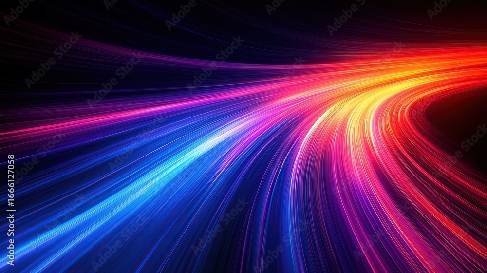 Aufkleber abstract colorful high-speed background with vibrant streaks on black, futuristic dynamic design ele