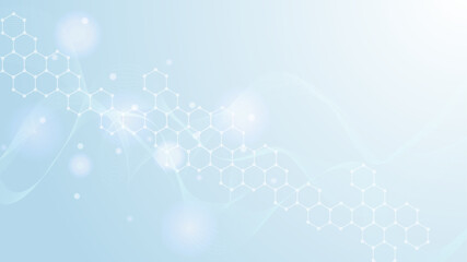 Structure molecule and communication. Dna, atom, neurons. Scientific concept for your design. Connected lines with dots. Medical, technology, chemistry, science background. Vector illustration.