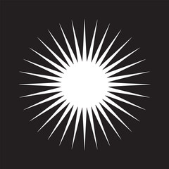 Obraz premium Striking white starburst design radiates energy against a bold black background for impactful graphics