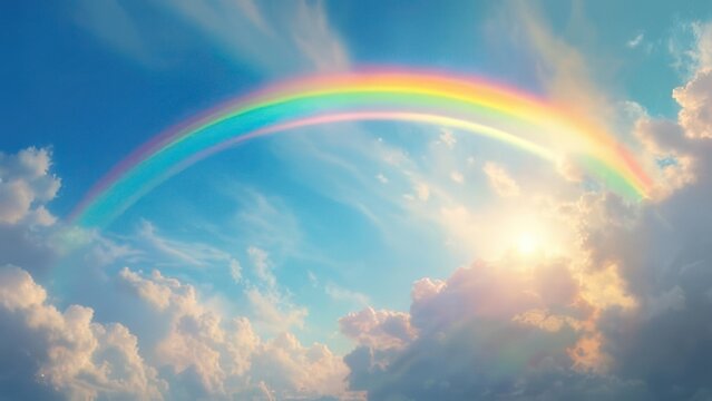 Rainbow arc over clouds