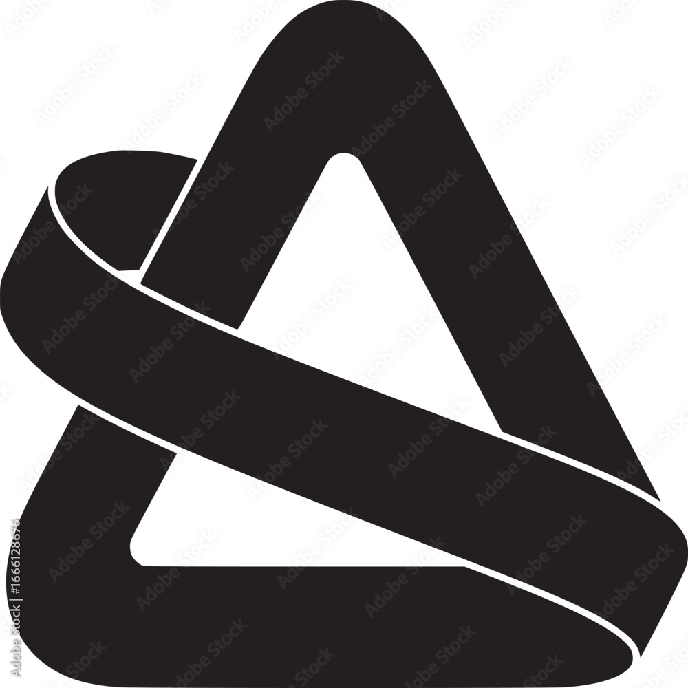 Poster dynamic impossible triangle illustration for modern branding and artistic design projects, abstract 