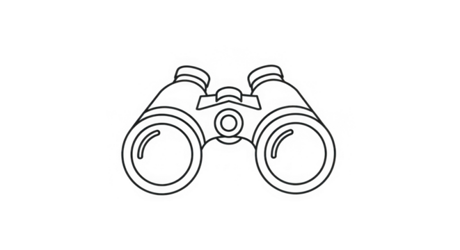 Binoculars Line Art Icon Black Background