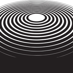 Hypnotic black and white concentric circles drawing attention and creating optical illusion effect art