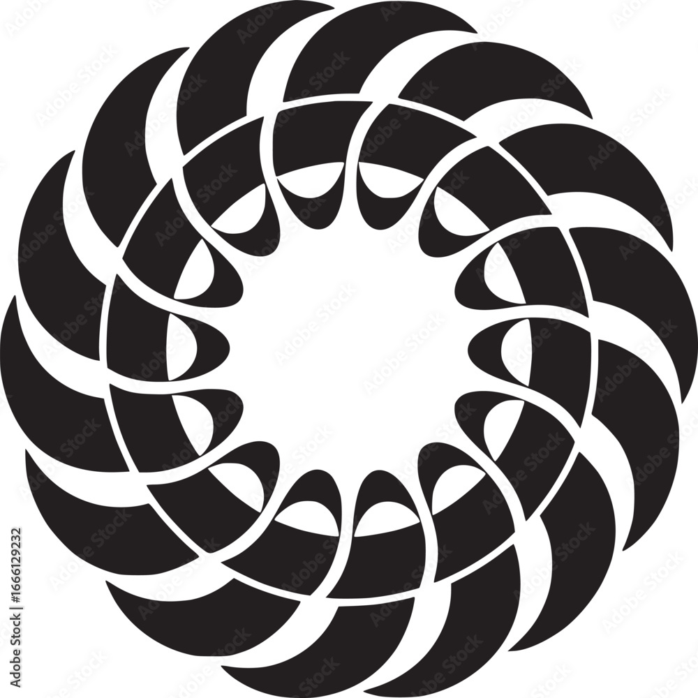 Poster abstract monochrome circle design with flowing shapes for modern creative projects and artistic back