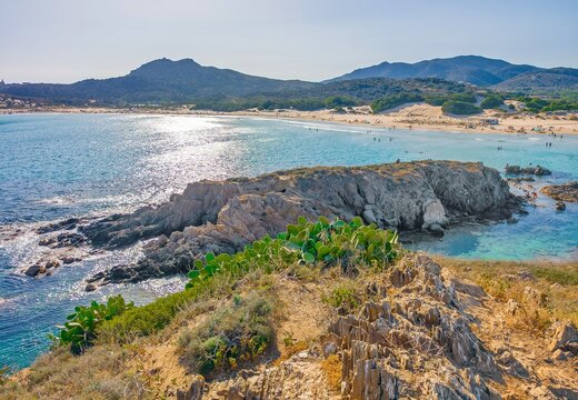 Sardegna, Italy - The worderful south coast of Sardinia region, in the area of Sulcis, province of Cagliari. Here in particular the beach named Su Giudeu in Chia