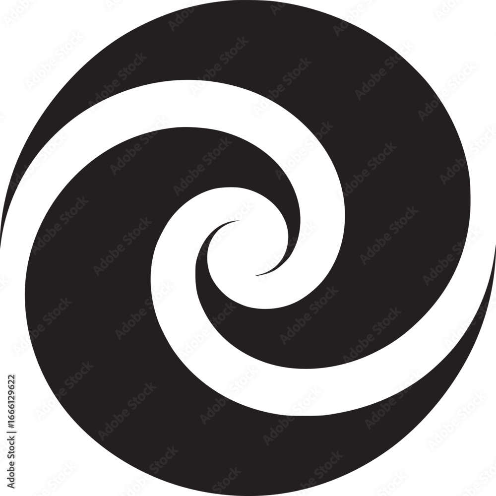 Poster dynamic black and white spiral design element for modern branding and artistic projects
