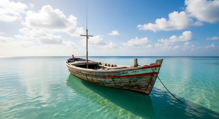 Fototapeta premium Wooden Boat on Calm Water.