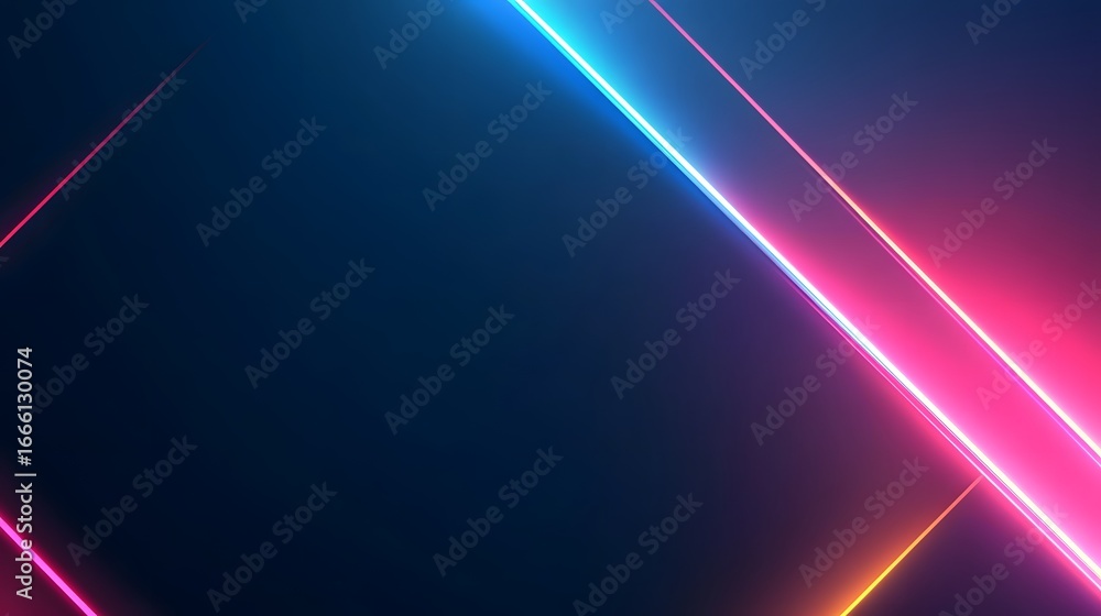 Aufkleber intriguing abstract design featuring vibrant neon lines intersecting on a dark background.