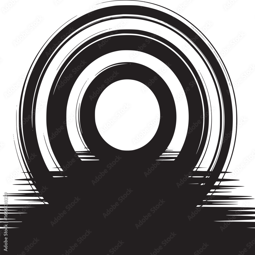 Poster dynamic abstract circle design in monochrome for modern backgrounds and creative projects