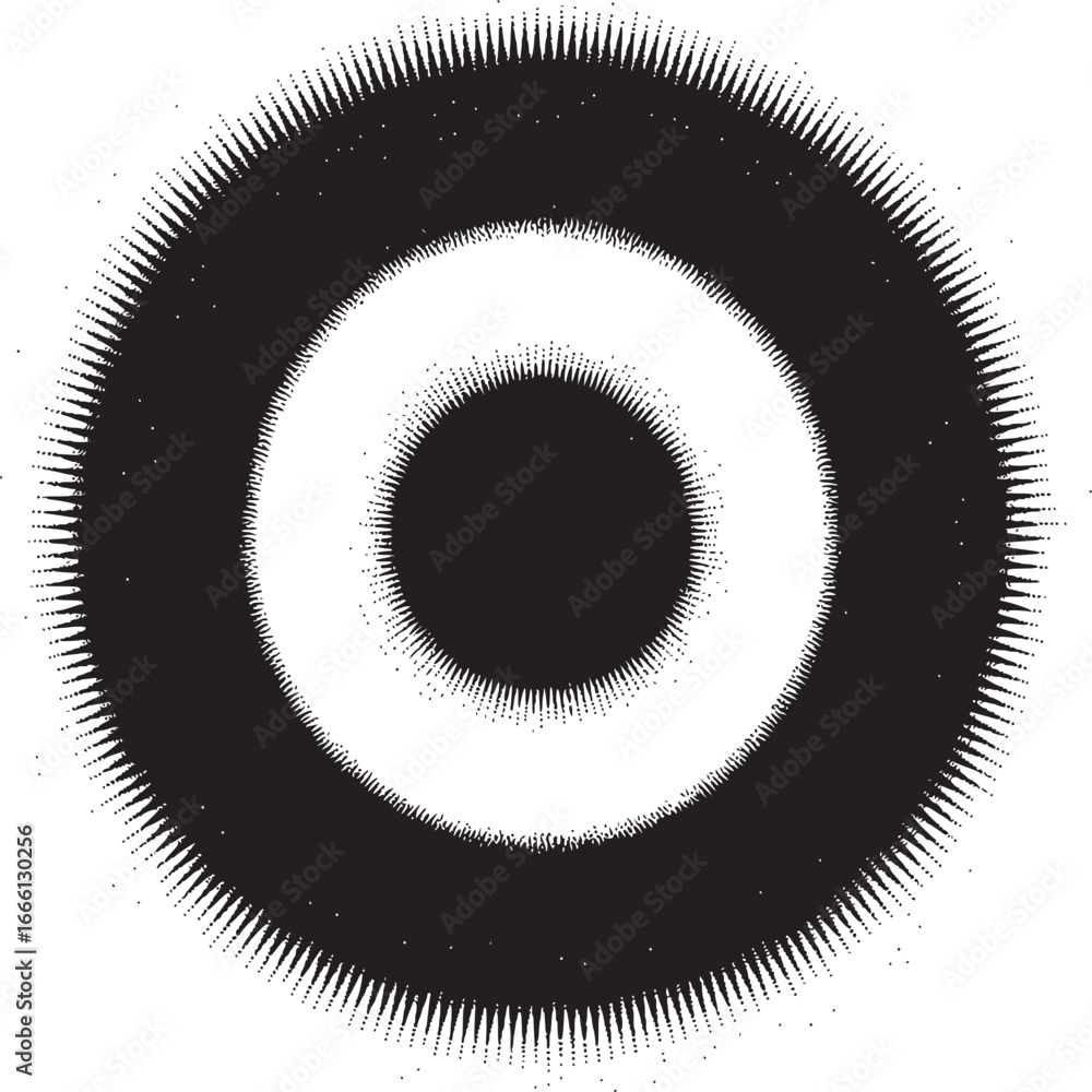 Poster dynamic black and white concentric circles create a modern, eye-catching graphic element for visual 