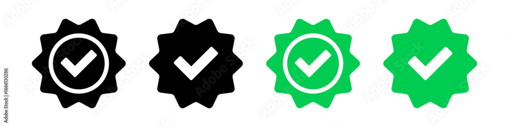 Poster verified badge icon tick symbol vector approved check mark icon. blue checkmark icons - certificate 