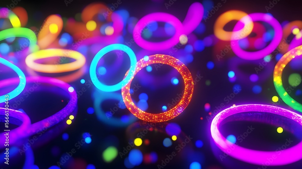 Aufkleber a vibrant array of glowing rings, colorful and dynamic, create a captivating abstract design against