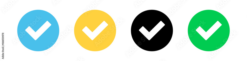 Poster check mark icon button set. check box icon with right and wrong buttons and yes or no checkmark icon
