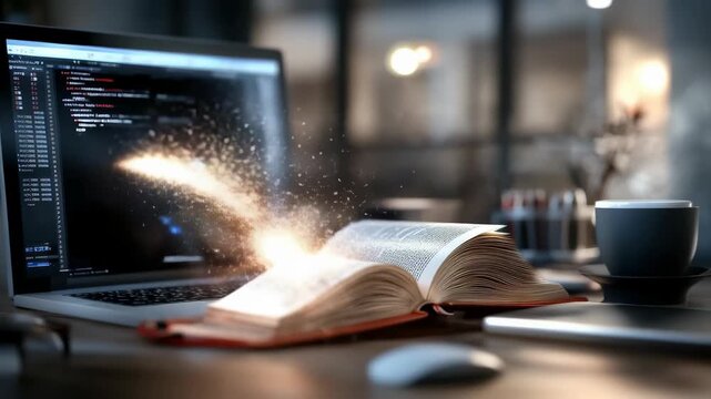 Ebook learning transition: page transfer, digital flow, seamless platform, tech shift, innovative access, knowledge stream, intelligent system, content shift, education method, modern delivery