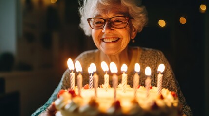 Senior woman celebrating birthday