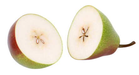 Two halves of a pear isolated, transparent PNG, PNG format