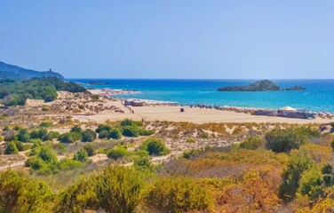 Sardegna, Italy - The worderful south coast of Sardinia region, in the area of Sulcis, province of Cagliari. Here in particular the beach named Su Giudeu in Chia