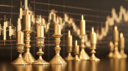 Gold Candlesticks & Stock Market Chart, Financial Growth Concept stock image