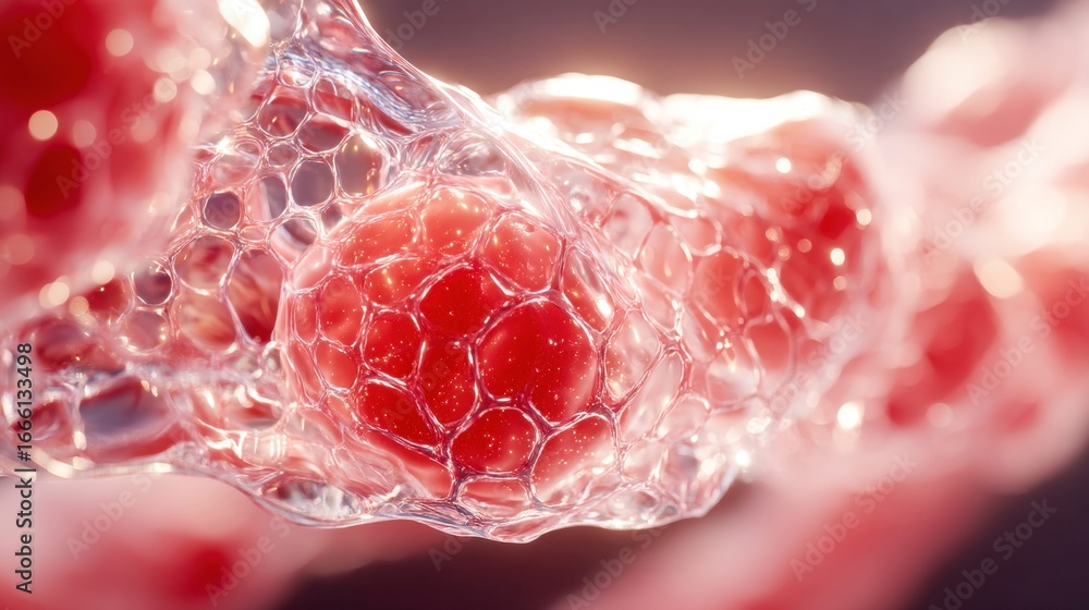 Poster macro image of biological cells in a detailed, abstract representation.