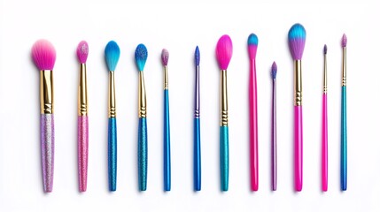 Nail Art Brushes for Creative Nail Designs - Isolated on White Background