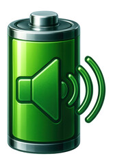Battery icon with a speaker symbol and sound mode