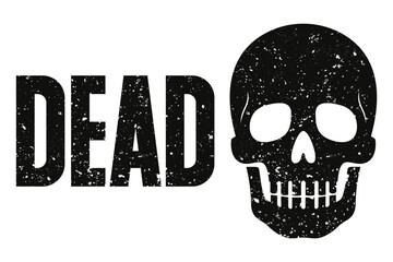 A skull with the word Dead written underneath it.