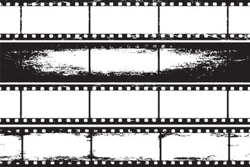 Grunge Film Strip Frame - Vintage Movie Reel Template in Black and White