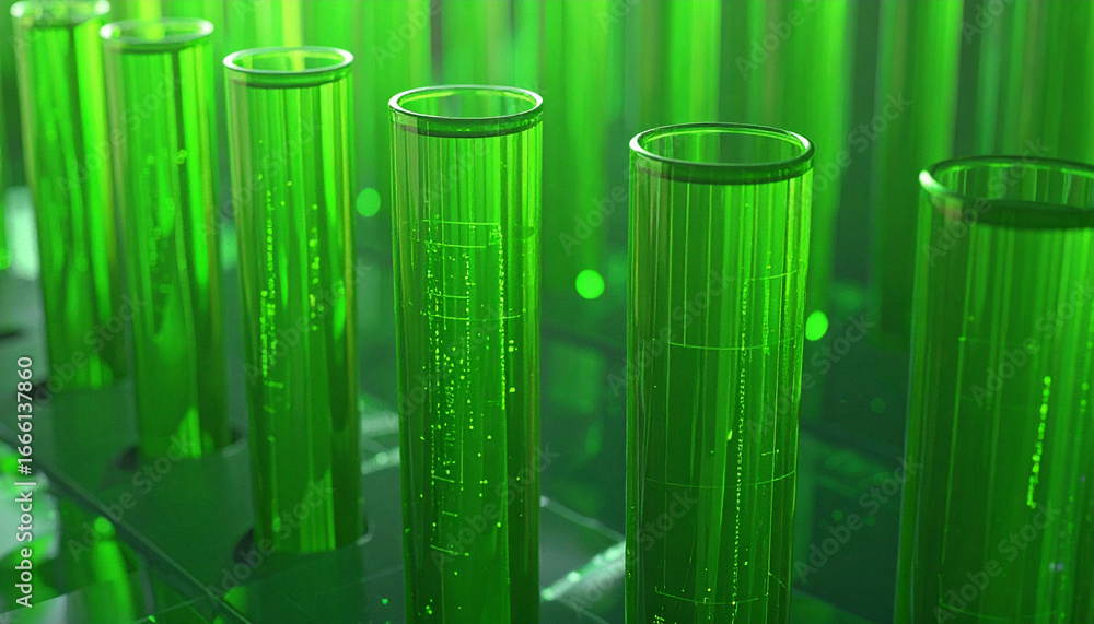 Poster laboratory test tubes in rows :a captivating image displaying a row of test tubes filled with a vibr