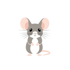 Obraz premium Cute gray mouse standing front view adorable rodent character wildlife illustration