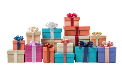 Colorful gift boxes stacked in a pyramid