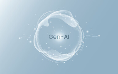 Generative AI. Abstract stream information with line and dot. Big data, AI, data transfer, data flow, large language model, Machine learning technology concept © Seanprai