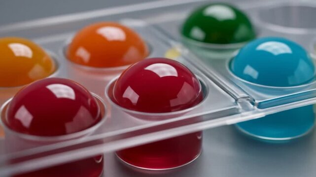 Colorful gelatin dessert display refreshment food arrangement