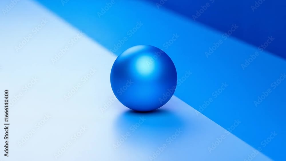 Poster isolated blue sphere on a layered blue background in a studio setting with shadow and reflection and