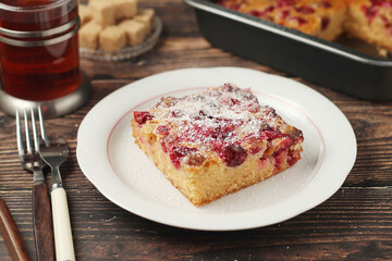 A cranberry pie, freshly backed and ready to be served