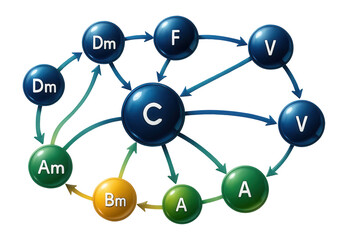 Fototapeta premium Chord flow chart with directional arcs