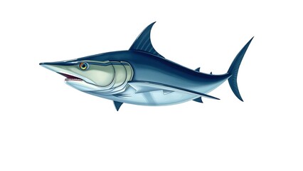 Naklejka premium Swordfish Predator on White Background