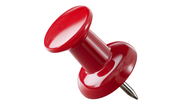  red push pin isolated on transparent background, png. 
