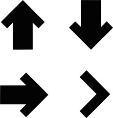 Basic Arrow Icon Set - Four Simple Directional Symbols