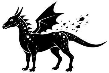 Vector art of a majestic dragon with wings and horns, embodying fantasy, magic, and adventure in a captivating silhouette