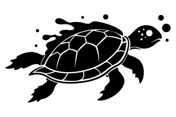 Illustration of a sea turtle swimming with bubbles, , perfect for logos, icons, and graphic design projects