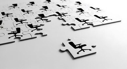 Empty Office Chair Puzzle Pieces.