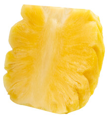 Fresh tropical pineapple sliced with juicy sweet yellow flesh, isolated on white with clipping path PNG File.