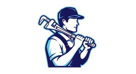 Plumber handyman repairman maintenance worker service plumbing pipe wrench tool job