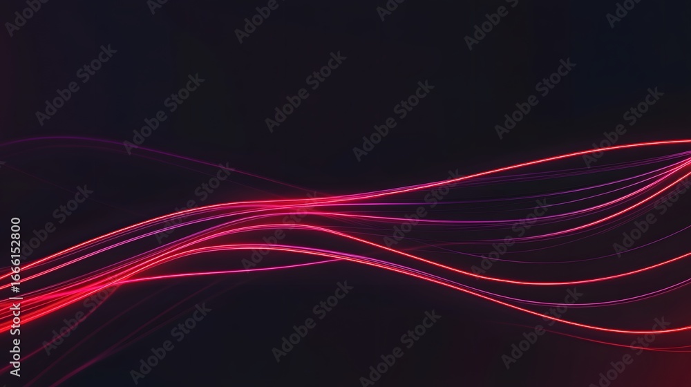 Poster dynamic, flowing lines of vibrant pink and red light create a mesmerizing abstract design against a 