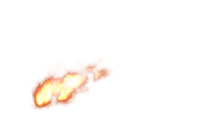 Realistic fire and smoke trail after explosion on transparent background ideal for visual effects motion graphics or compositing use in action scenes or disaster simulations